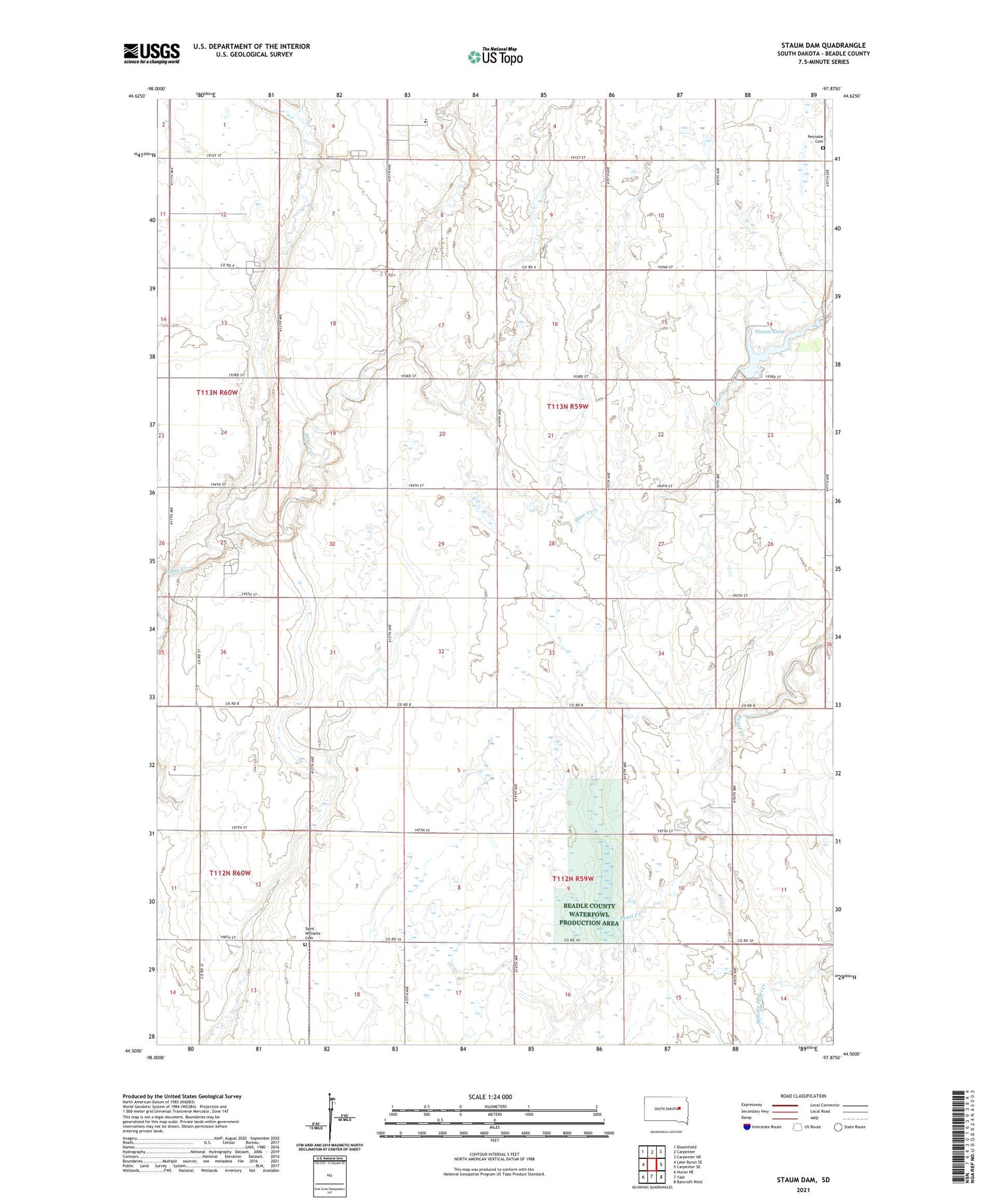 Staum Dam South Dakota US Topo Map Image