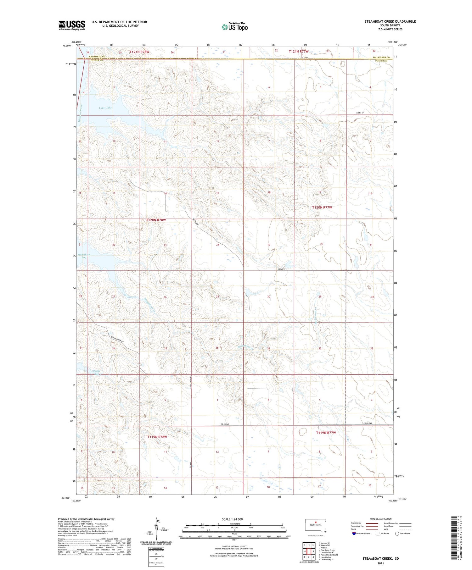 Steamboat Creek South Dakota US Topo Map Image