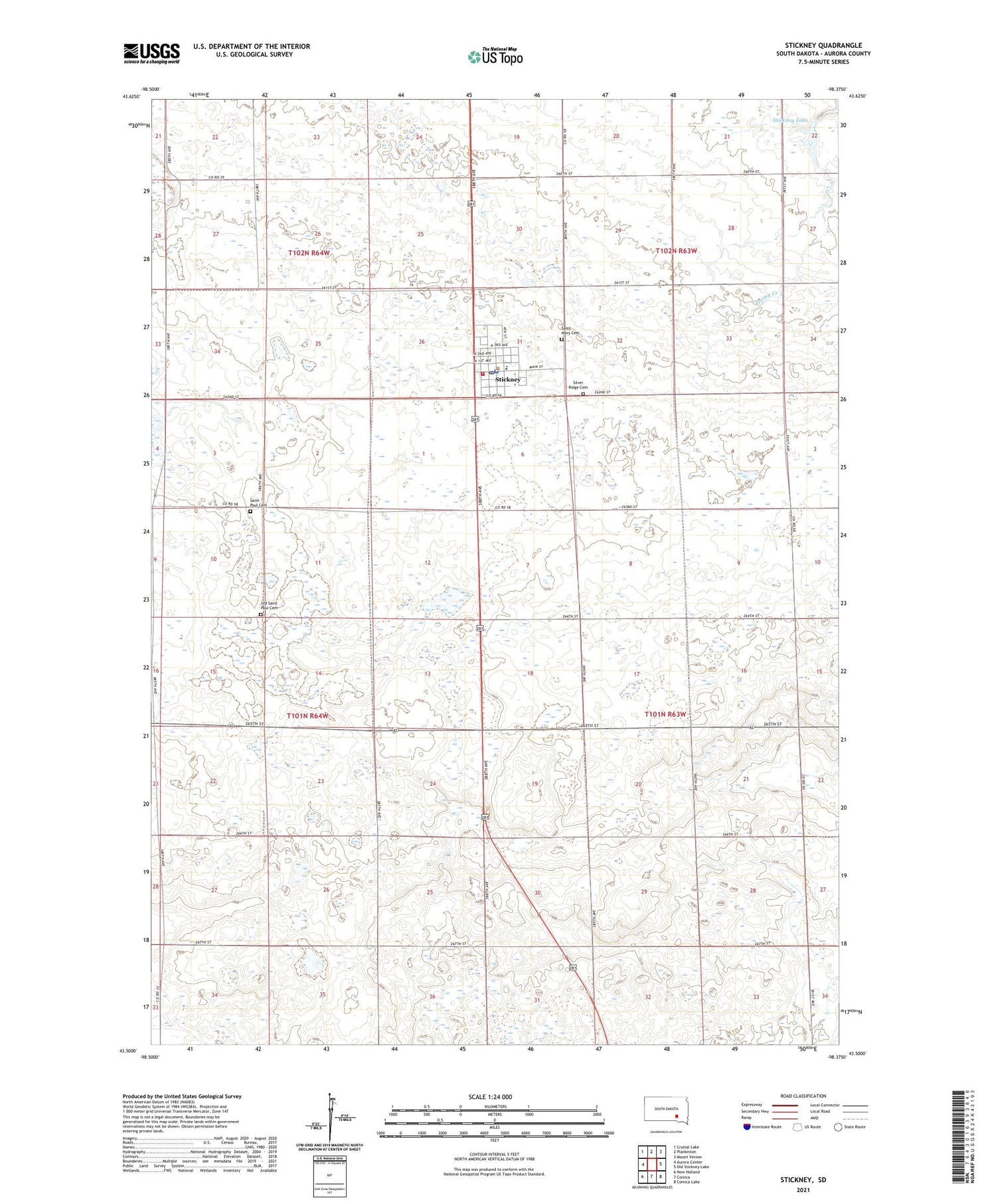 Stickney South Dakota US Topo Map Image