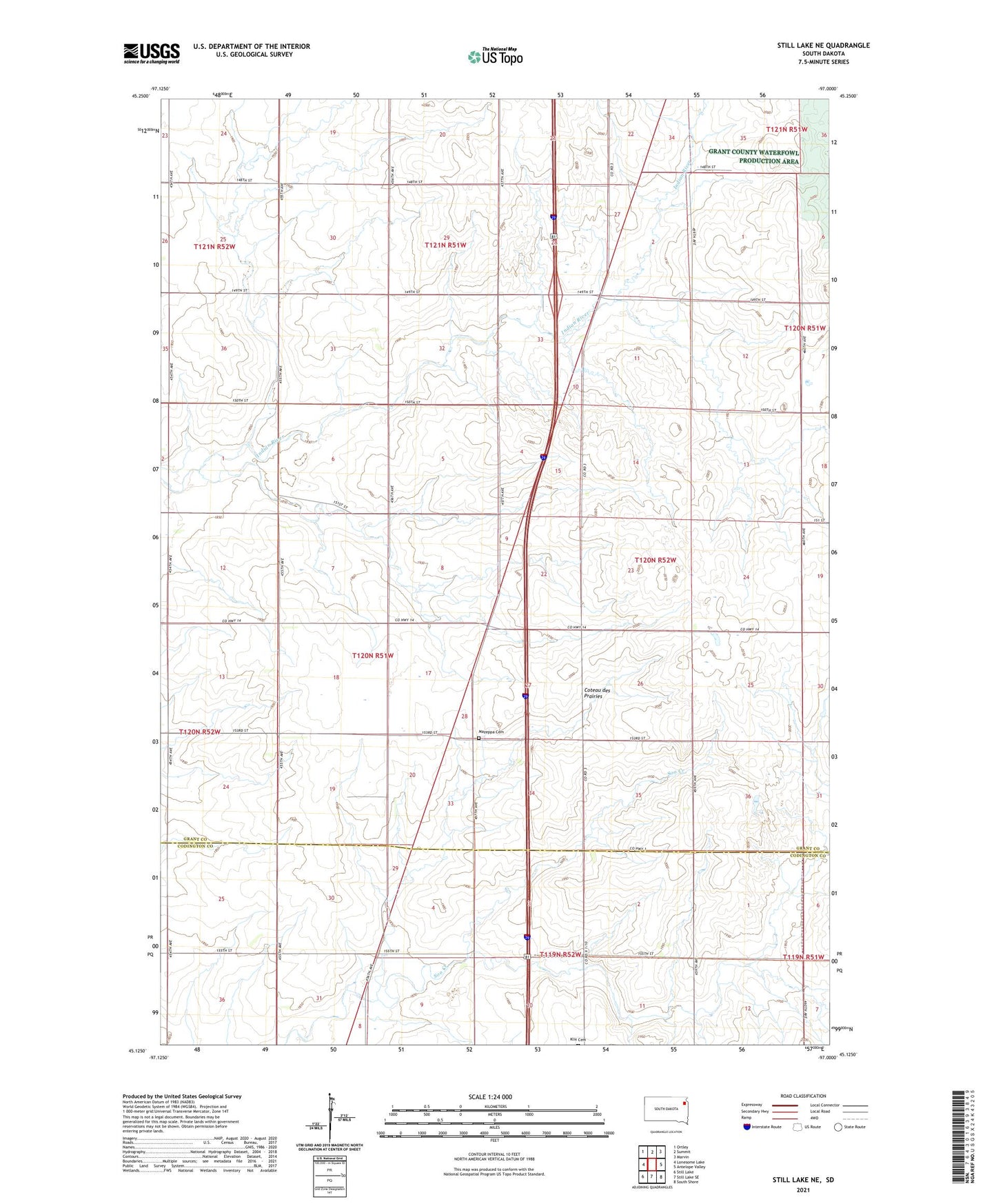 Still Lake NE South Dakota US Topo Map Image