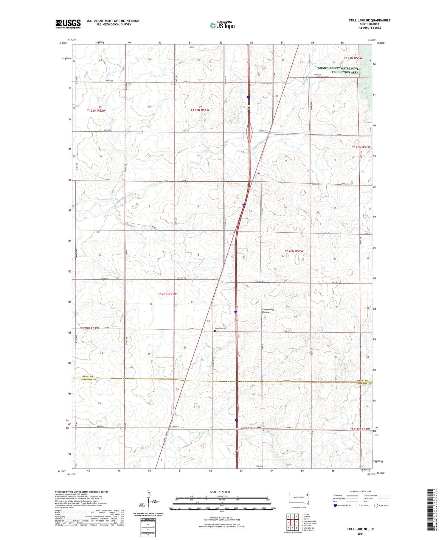 Still Lake NE South Dakota US Topo Map Image