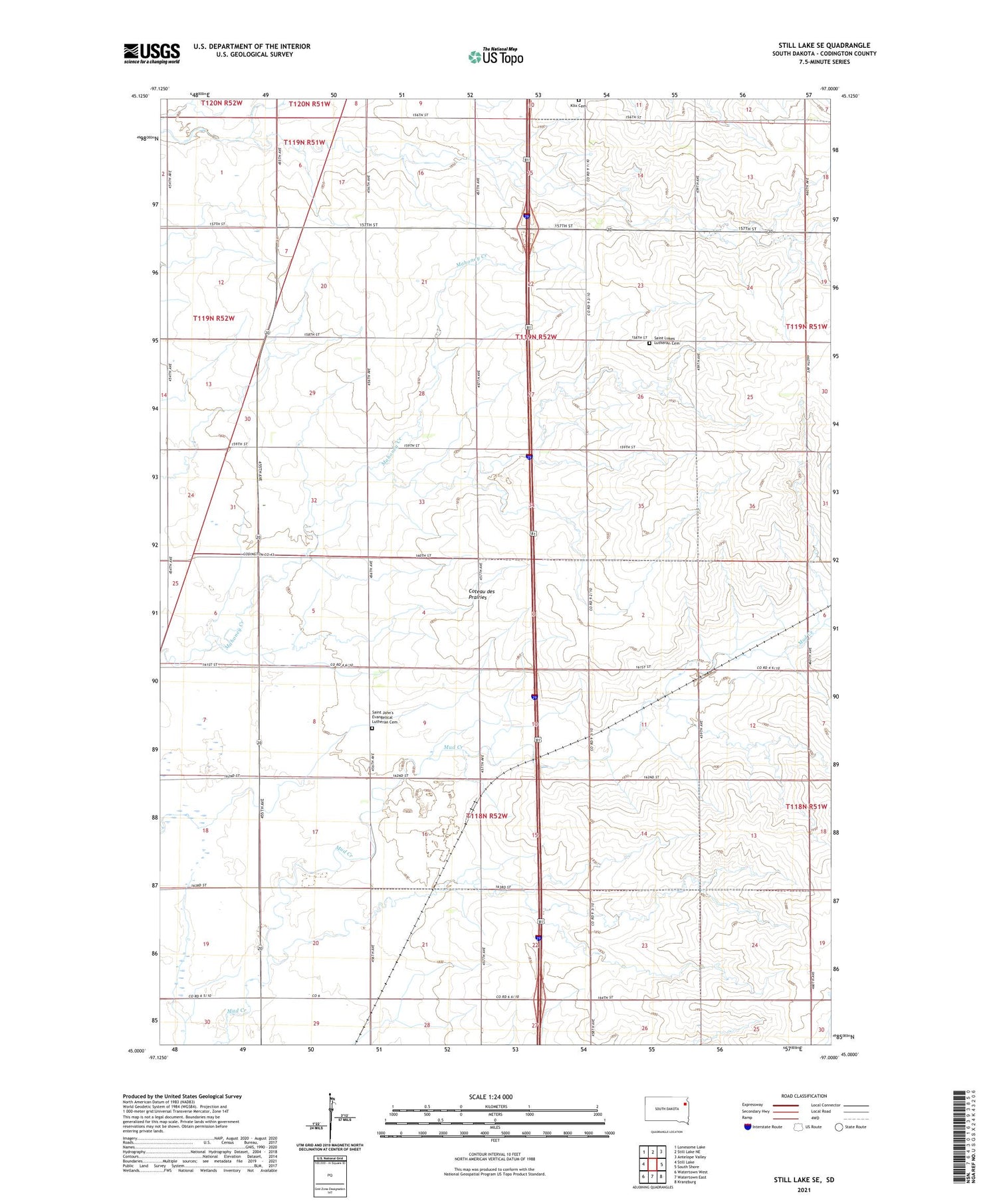 Still Lake SE South Dakota US Topo Map Image