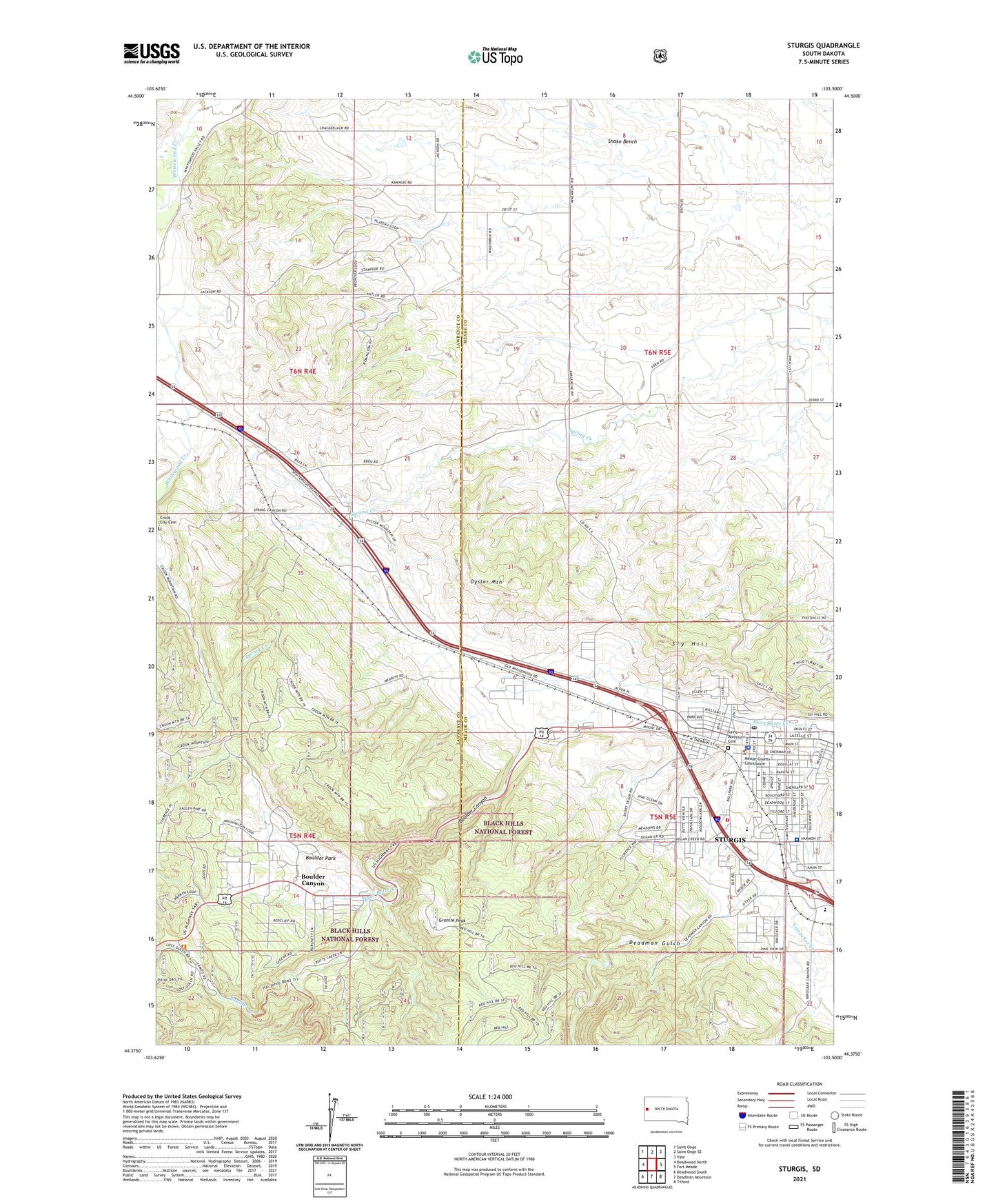 Sturgis South Dakota US Topo Map Image
