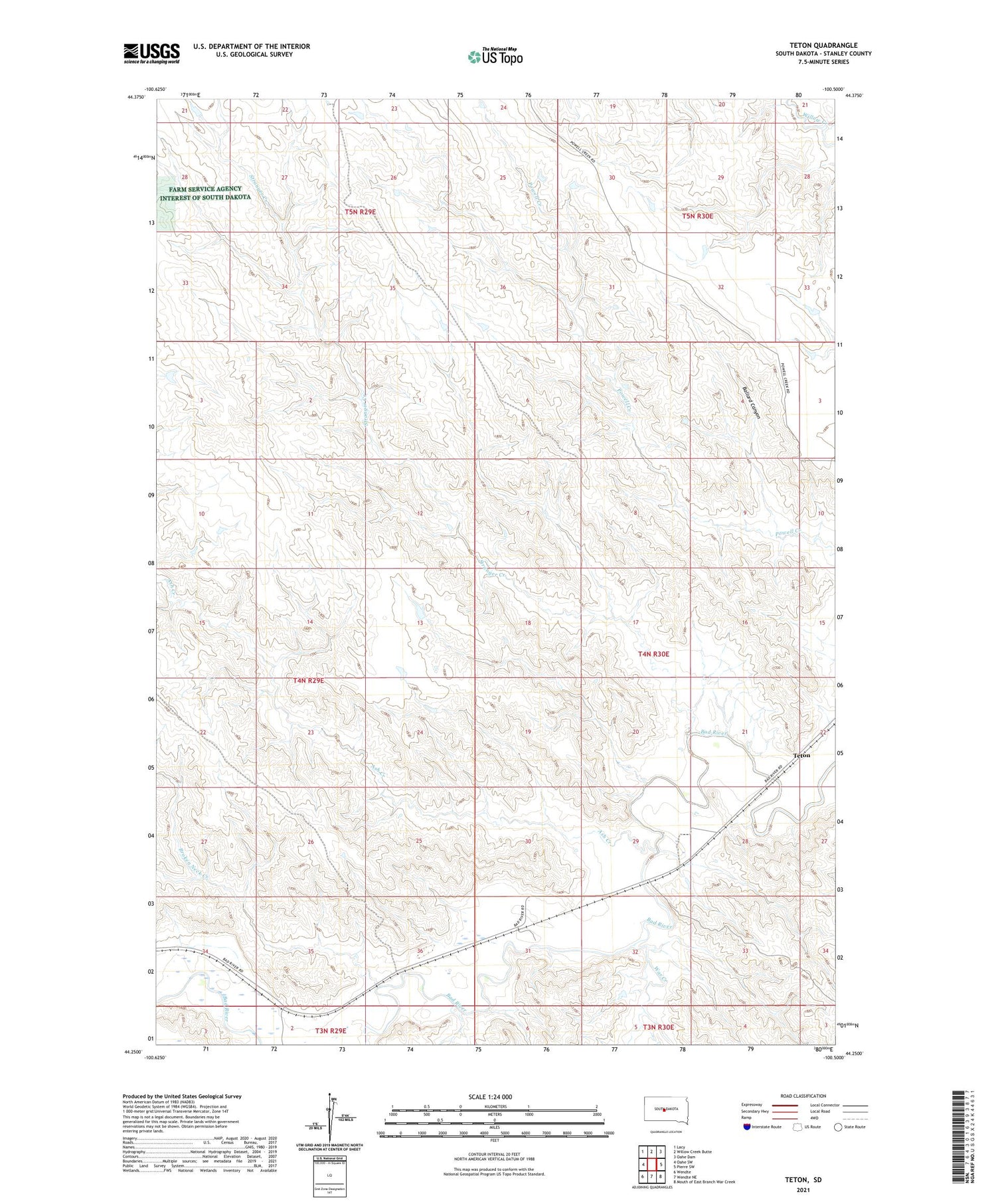 Teton South Dakota US Topo Map Image