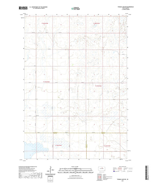 Thomas Lake NW South Dakota US Topo Map Image