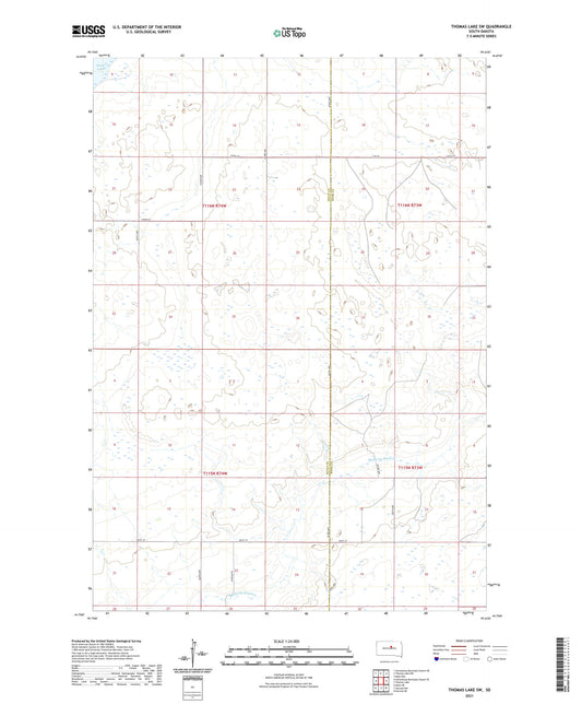 Thomas Lake SW South Dakota US Topo Map Image