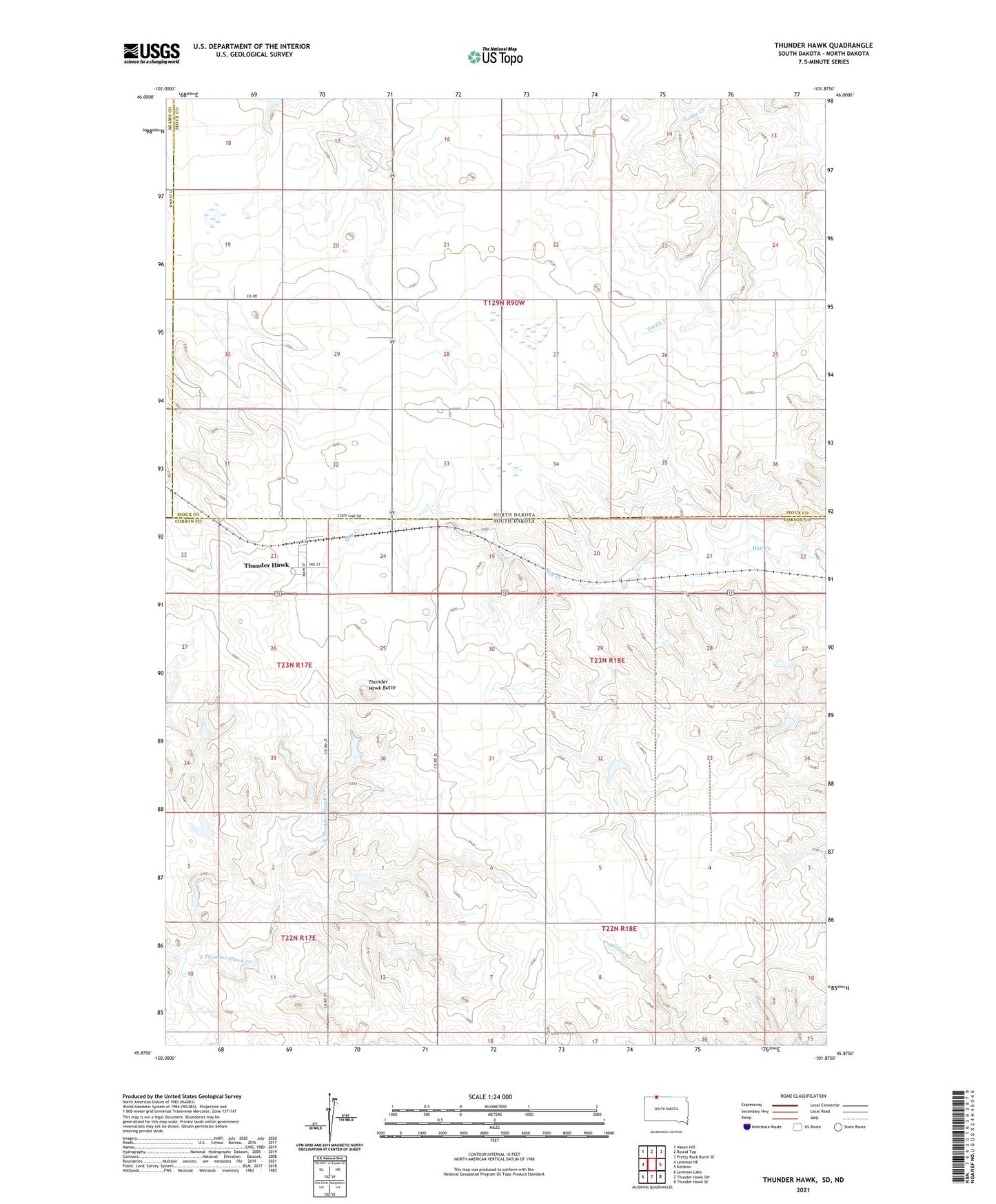 Thunder Hawk South Dakota US Topo Map Image