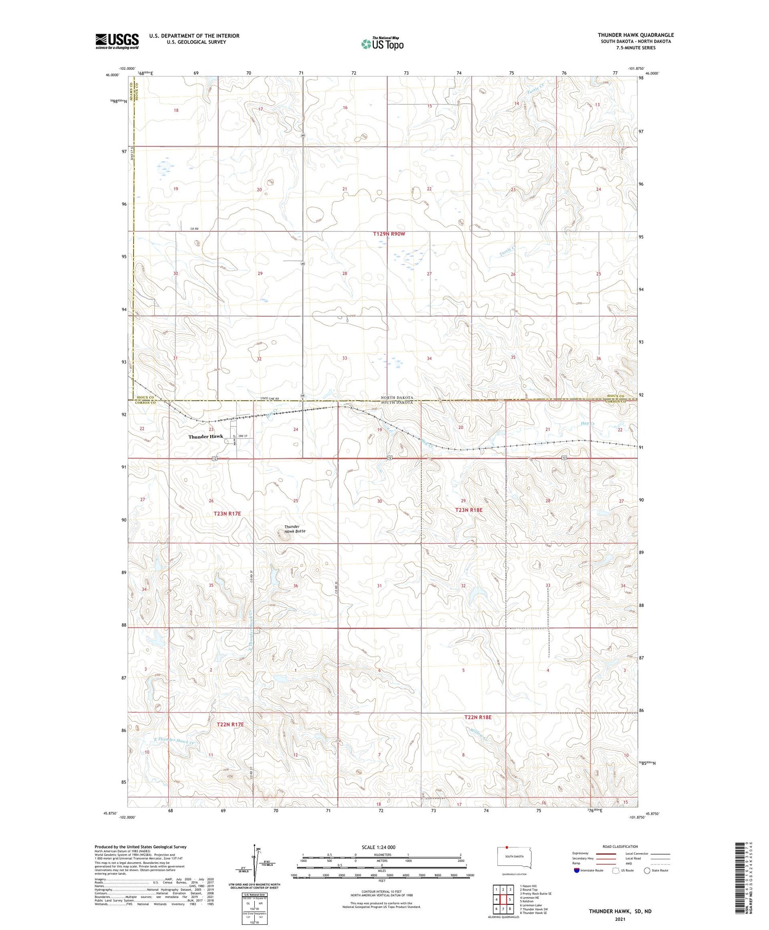 Thunder Hawk South Dakota US Topo Map Image