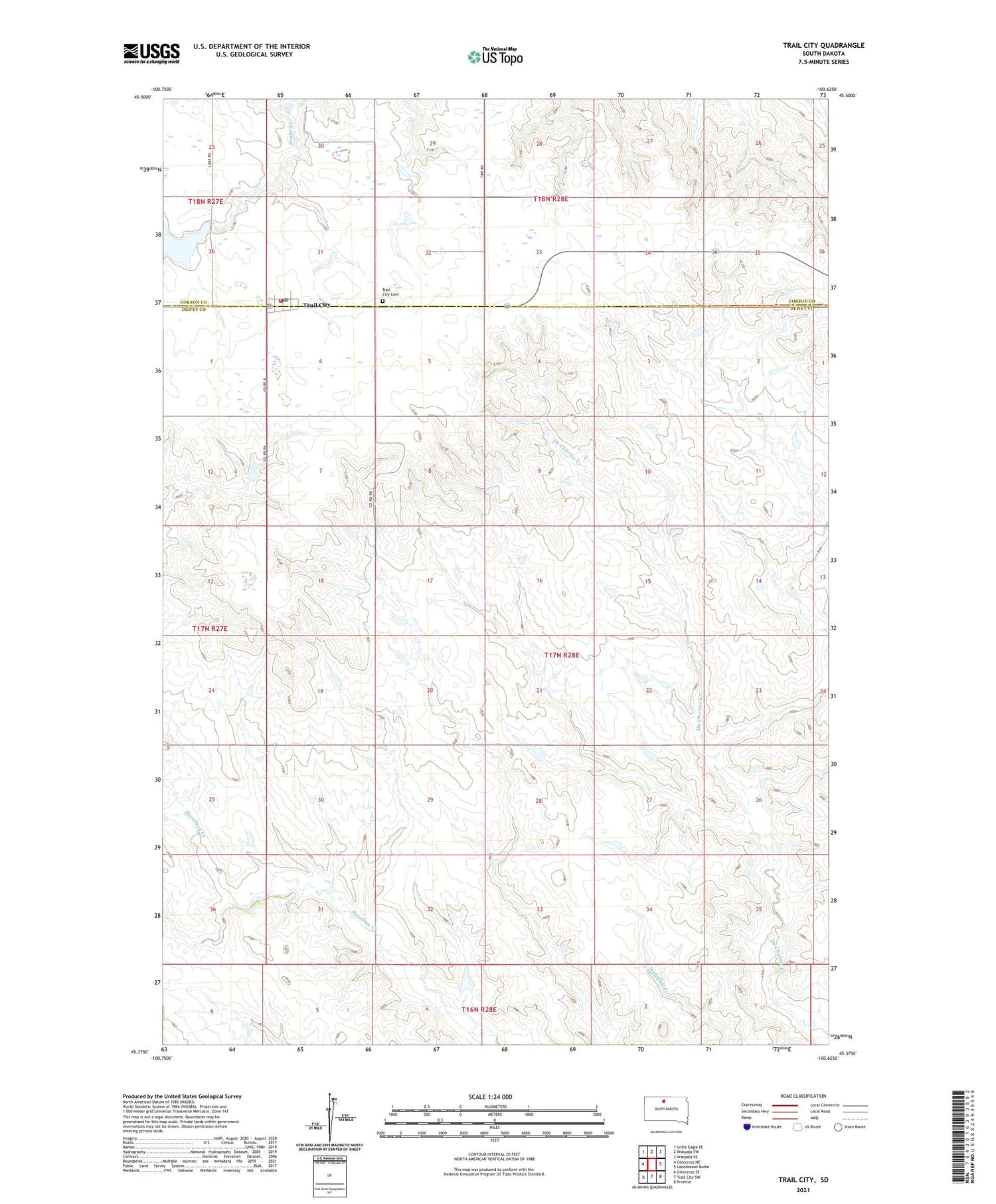 Trail City South Dakota US Topo Map Image