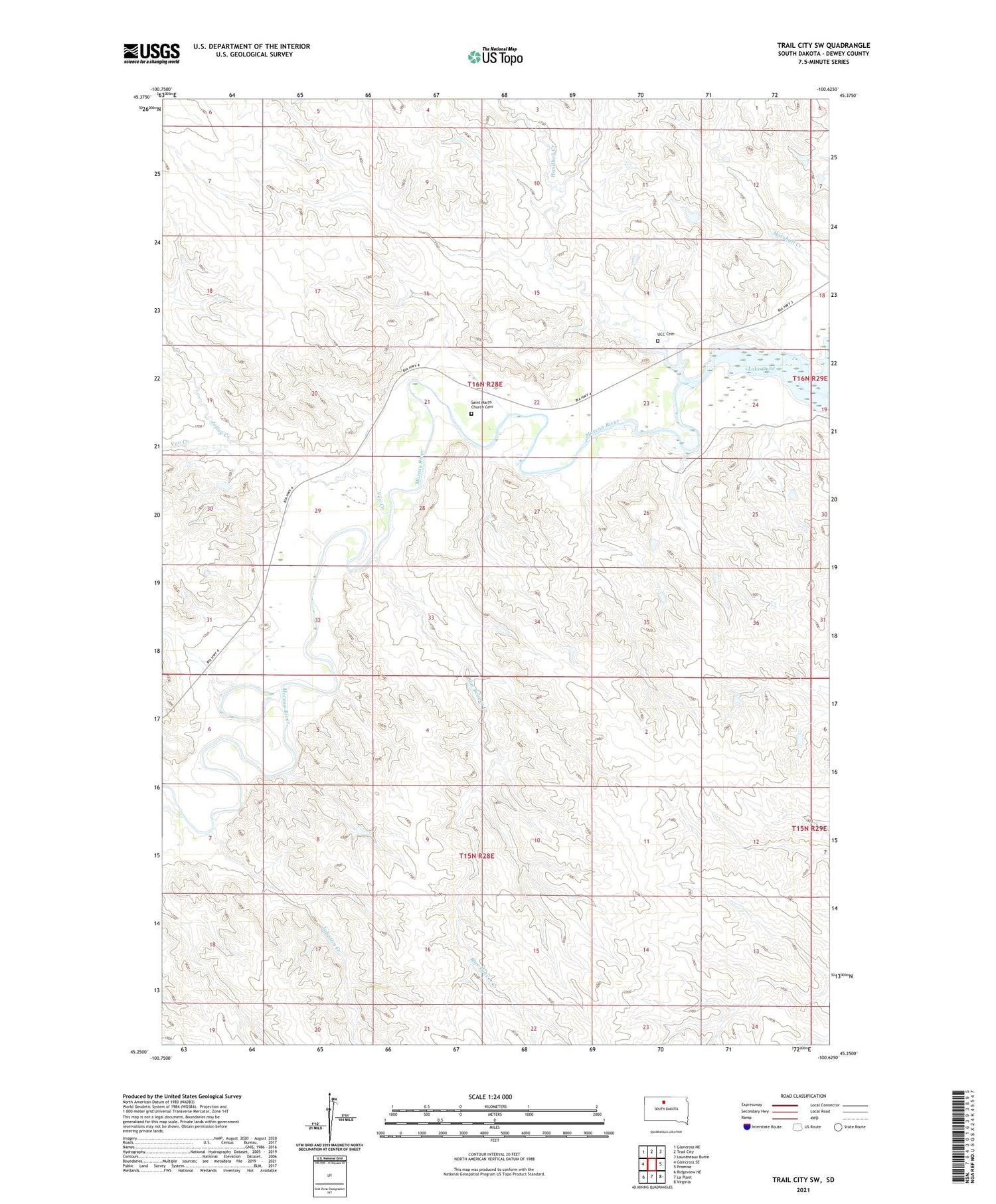 Trail City SW South Dakota US Topo Map Image
