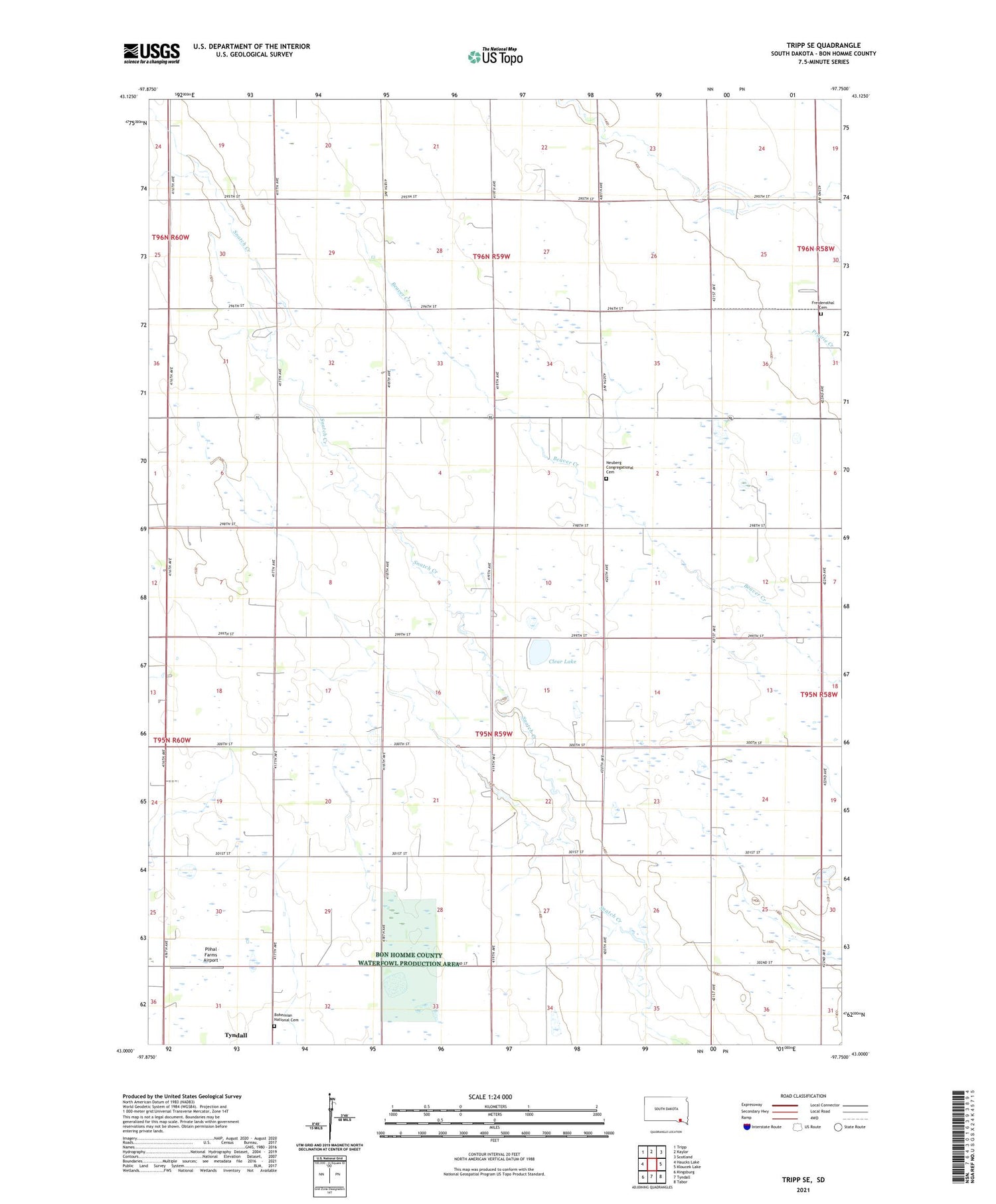 Tripp SE South Dakota US Topo Map Image