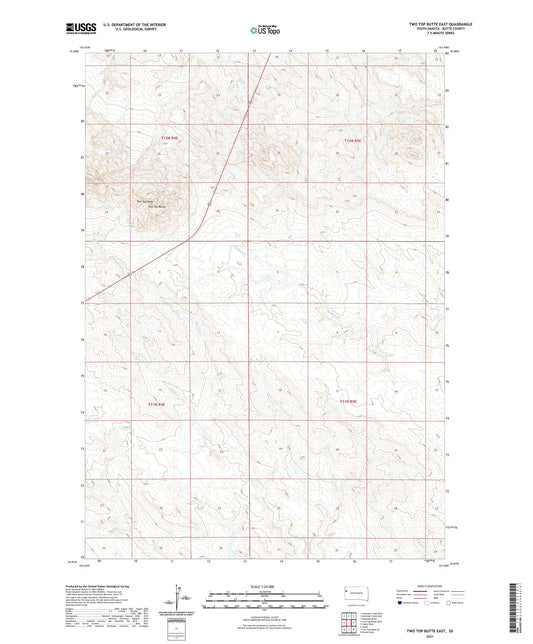 Two Top Butte East South Dakota US Topo Map Image