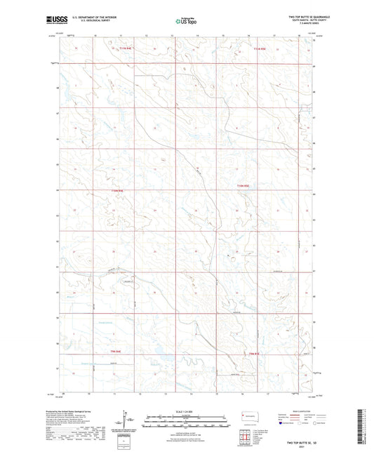 Two Top Butte SE South Dakota US Topo Map Image