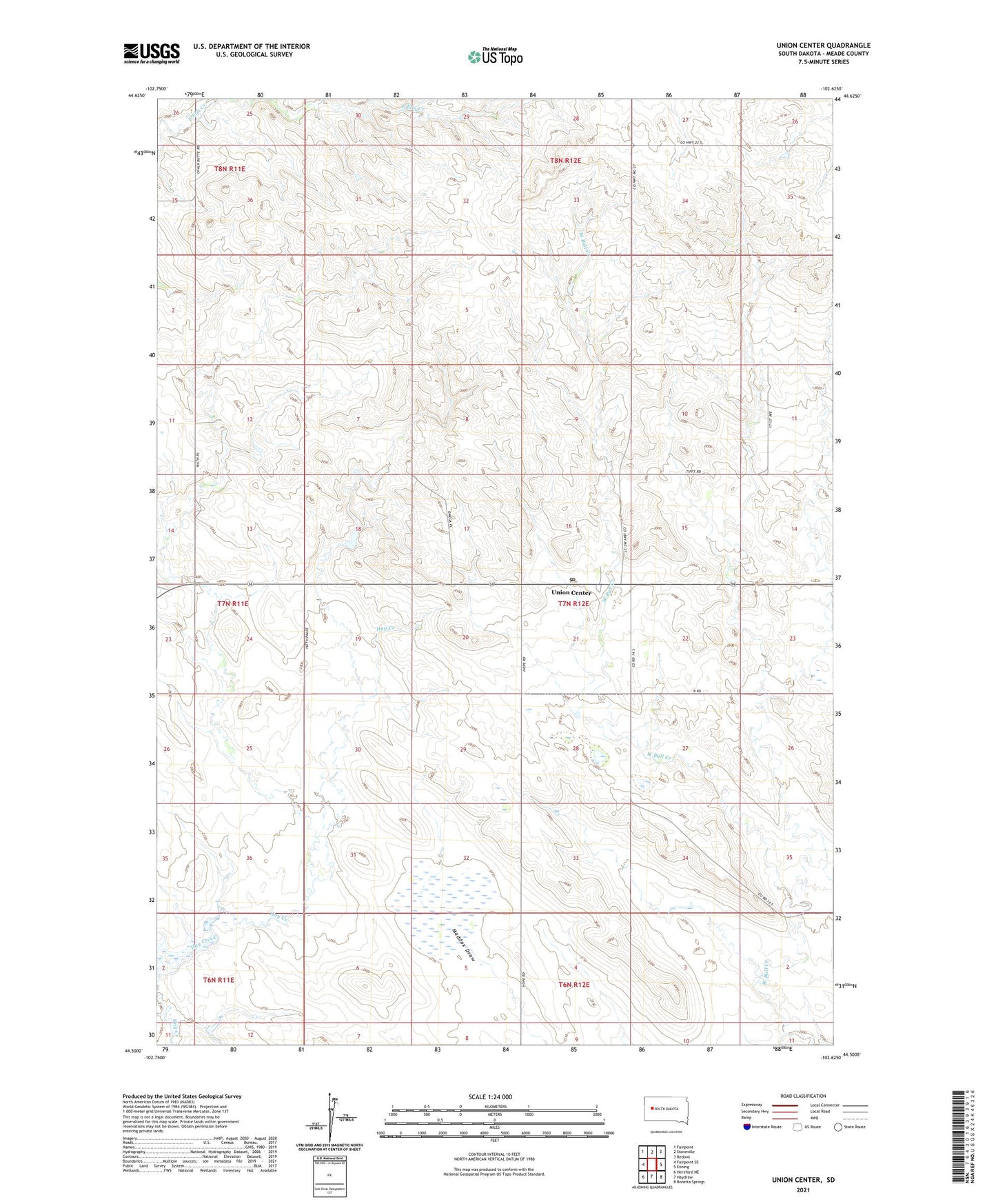 Union Center South Dakota US Topo Map Image