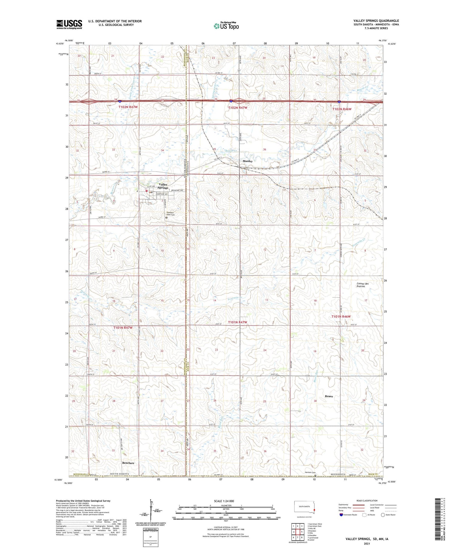 Valley Springs South Dakota US Topo Map Image