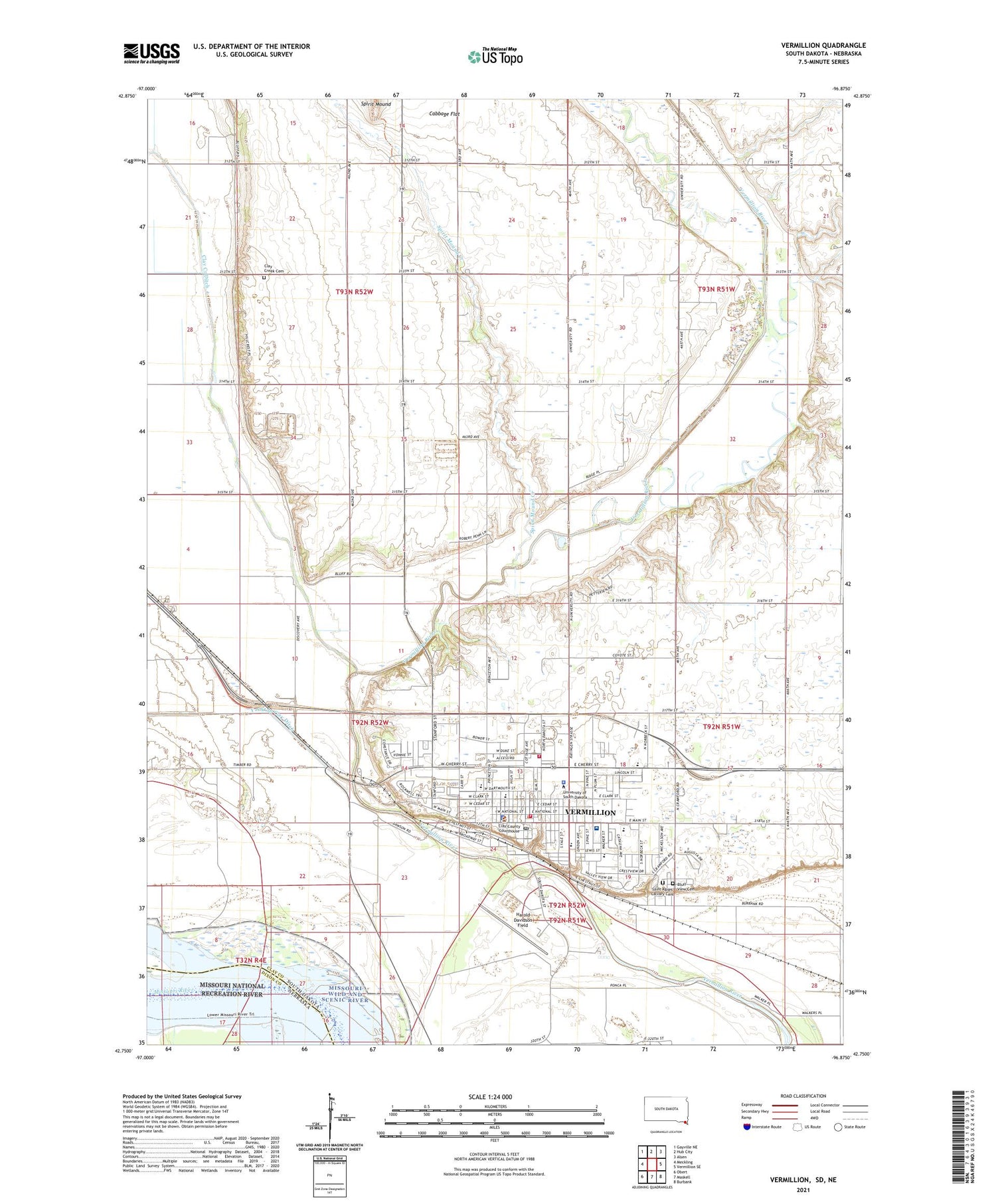 Vermillion South Dakota US Topo Map Image