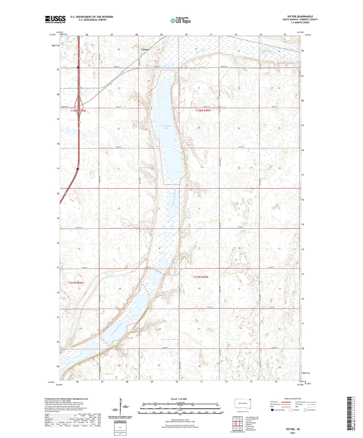 Victor South Dakota US Topo Map Image