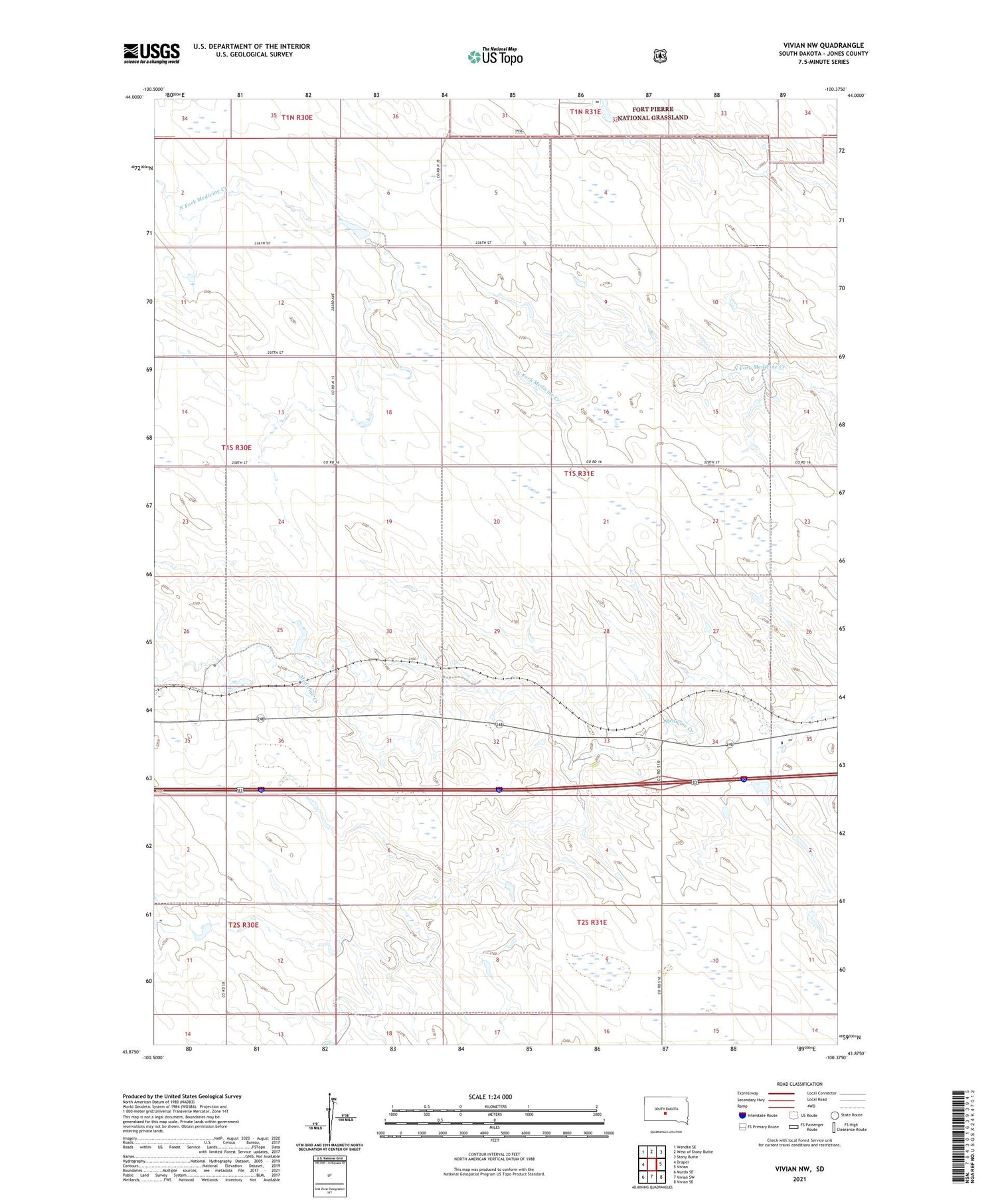 Vivian NW South Dakota US Topo Map Image