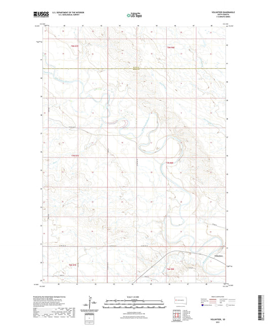 Volunteer South Dakota US Topo Map Image
