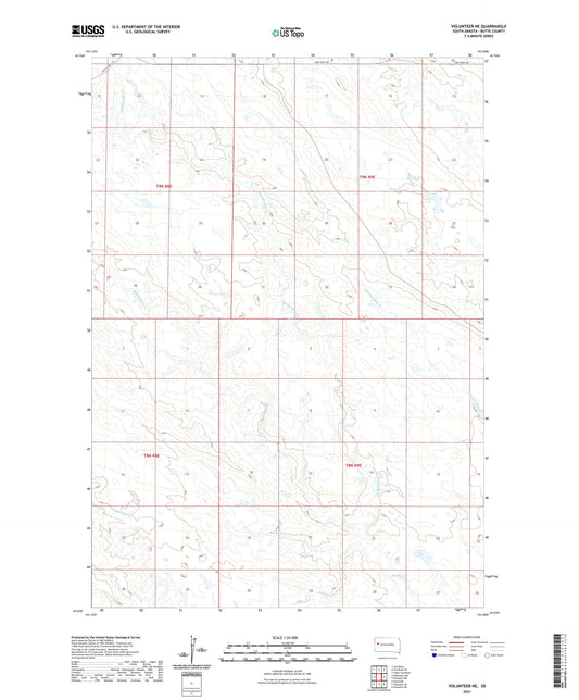 Volunteer NE South Dakota US Topo Map Image