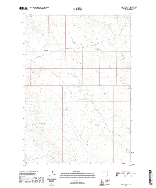 Volunteer NW South Dakota US Topo Map Image
