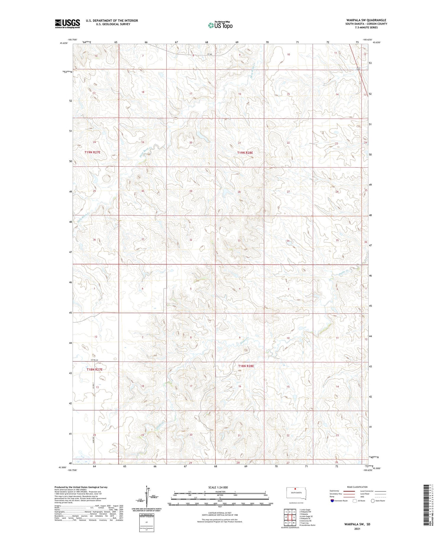 Wakpala SW South Dakota US Topo Map Image