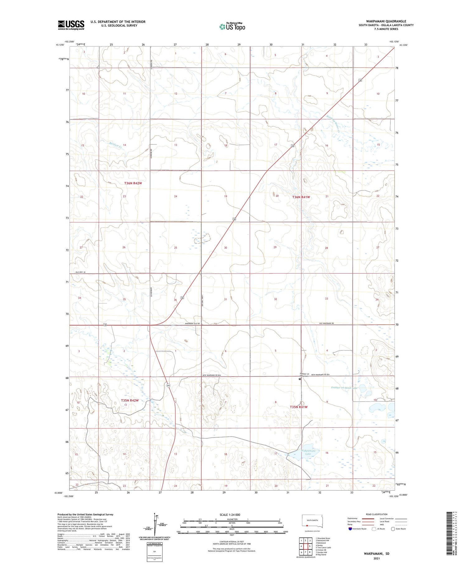 Wakpamani South Dakota US Topo Map Image