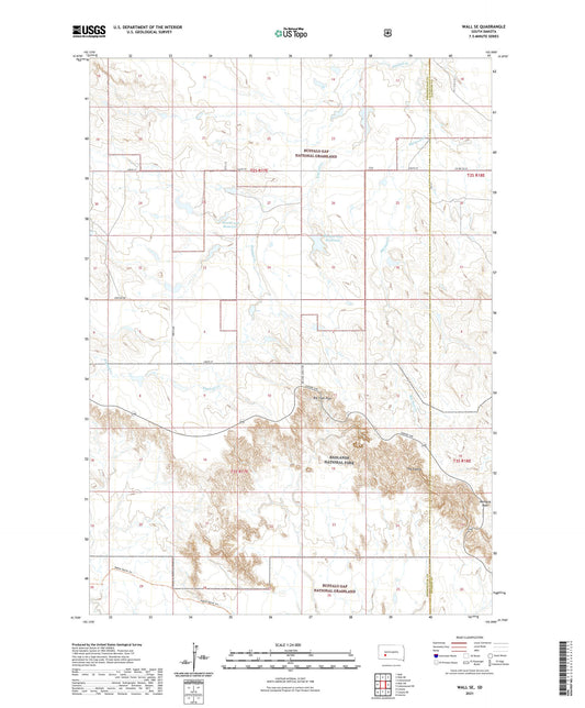 Wall SE South Dakota US Topo Map Image