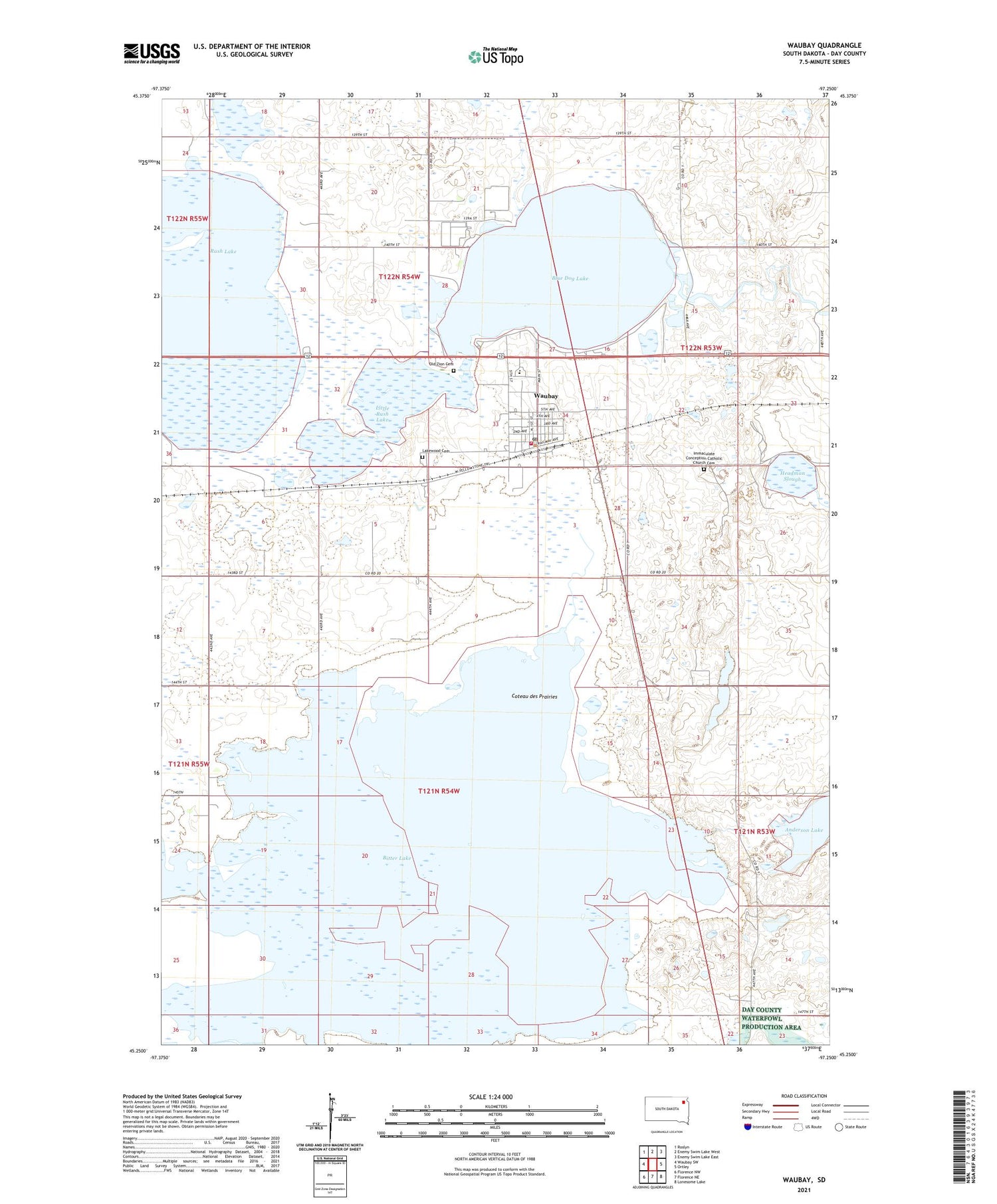 Waubay South Dakota US Topo Map Image
