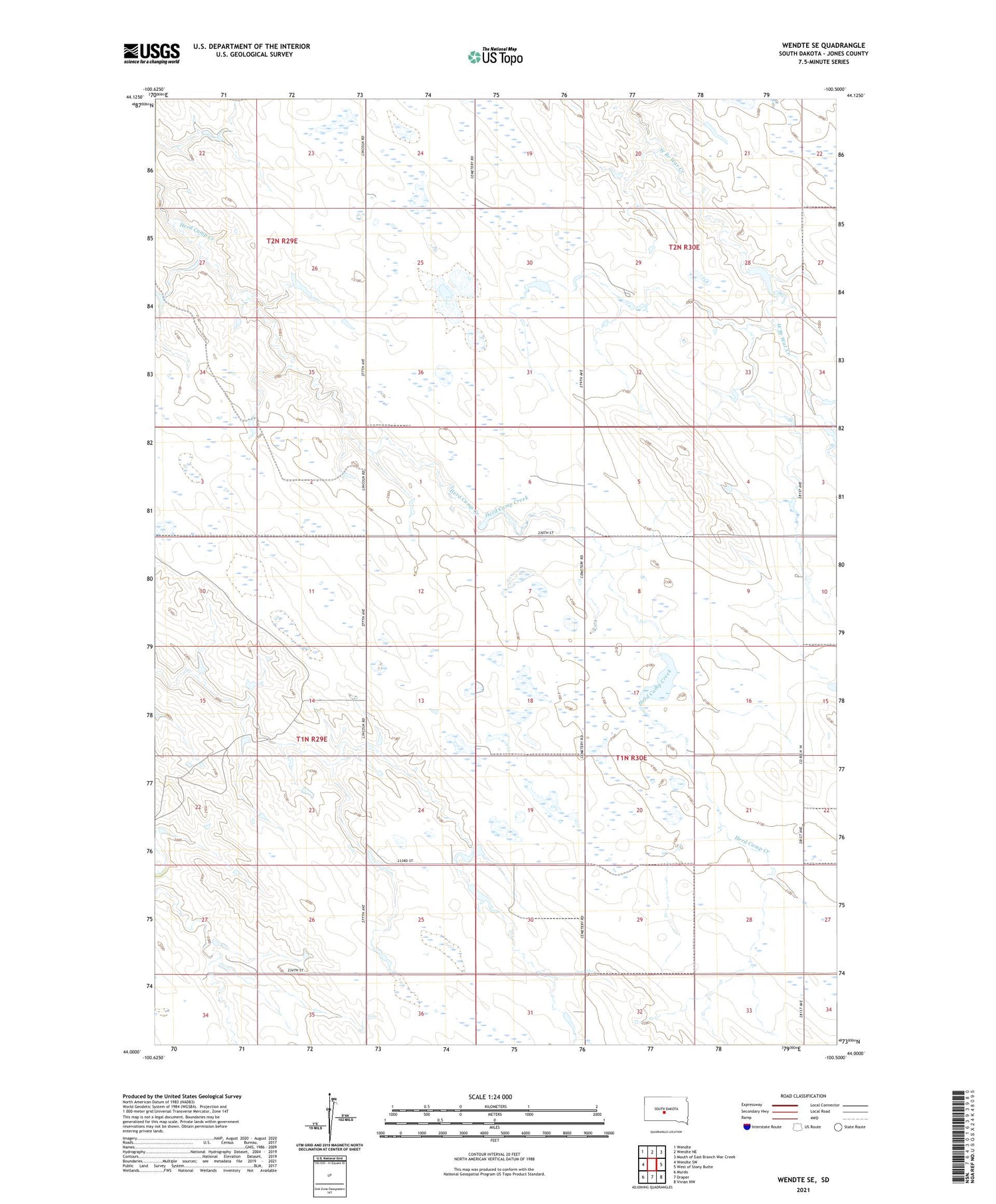 Wendte SE South Dakota US Topo Map Image