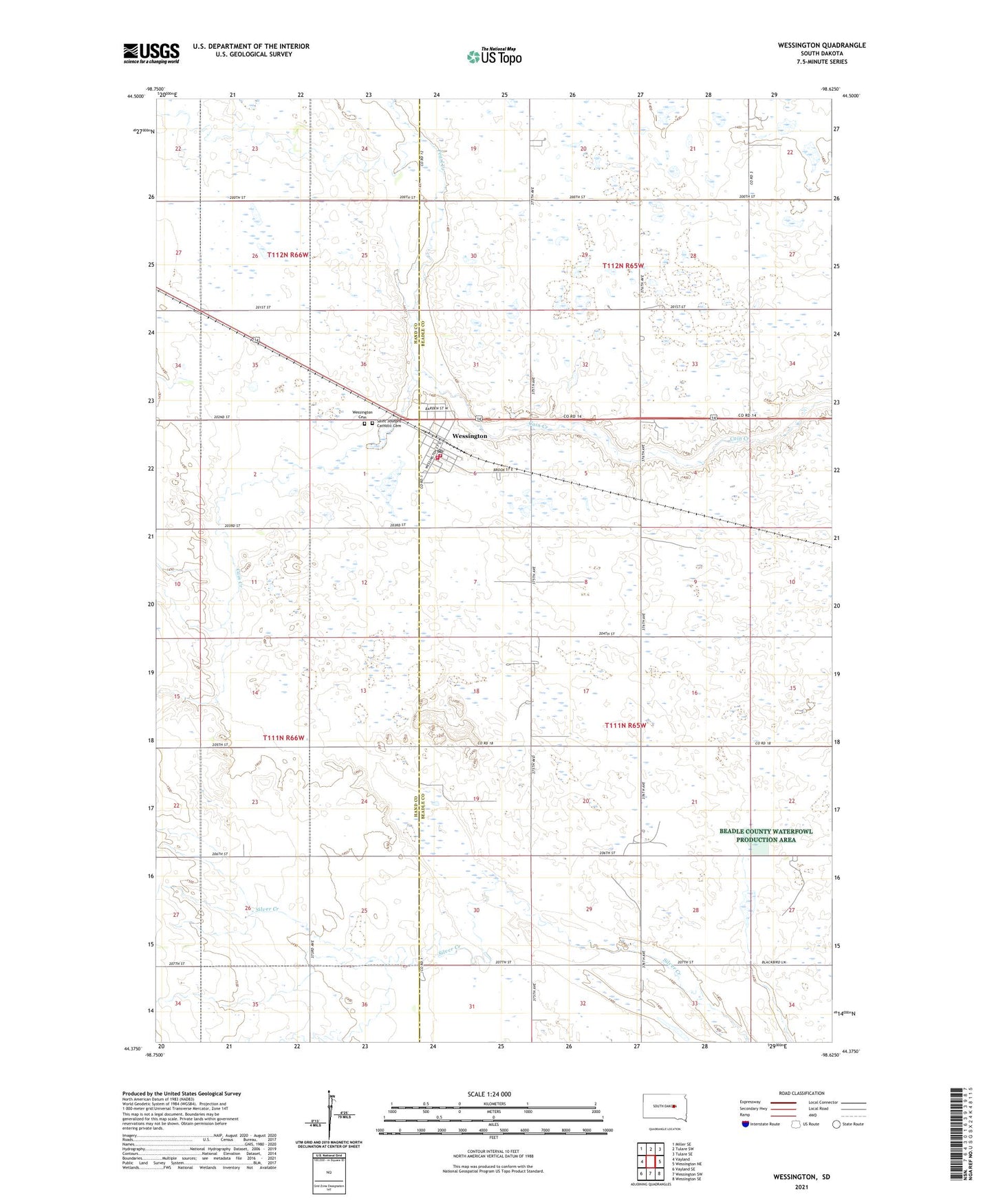 Wessington South Dakota US Topo Map Image