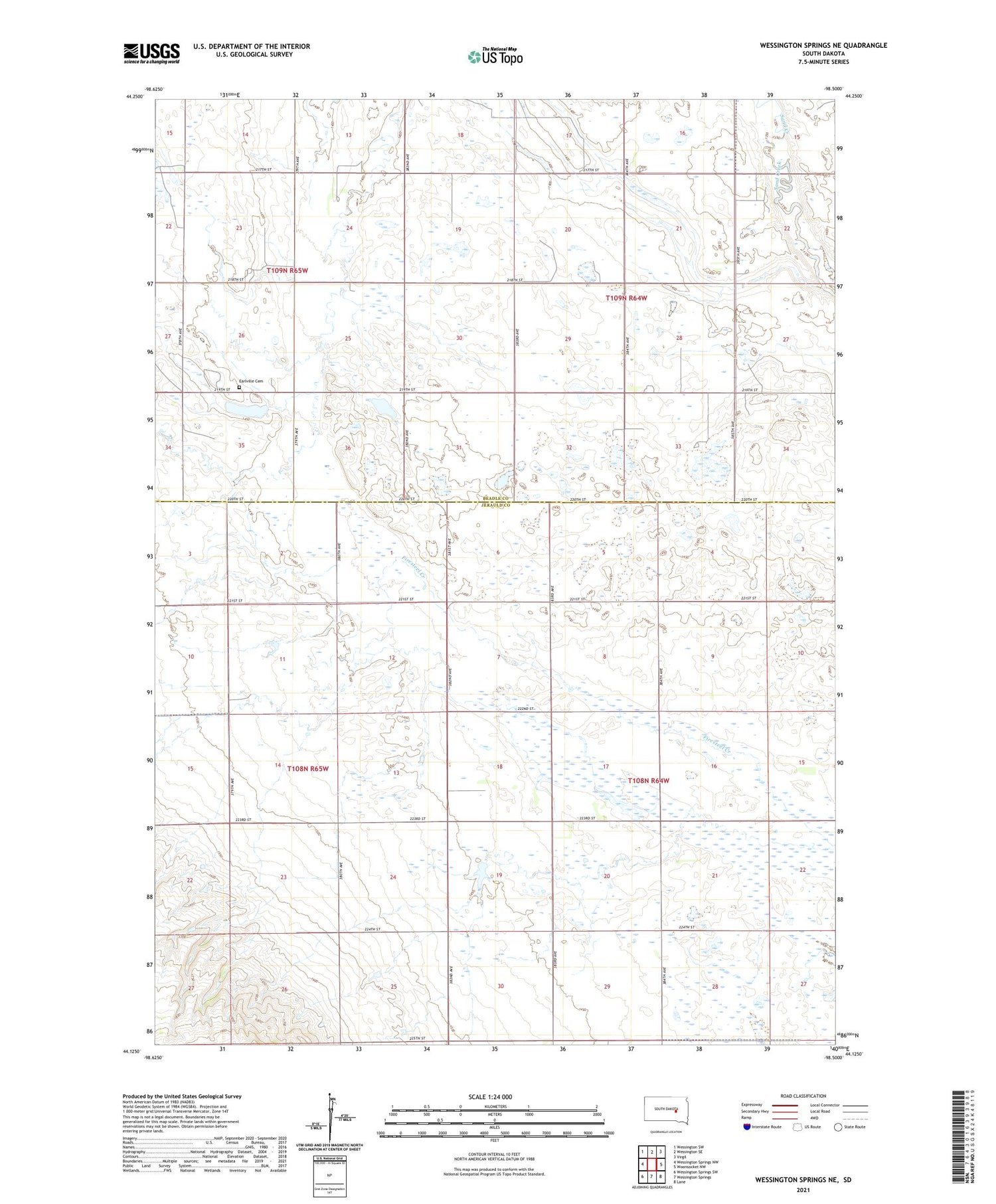 Wessington Springs NE South Dakota US Topo Map Image