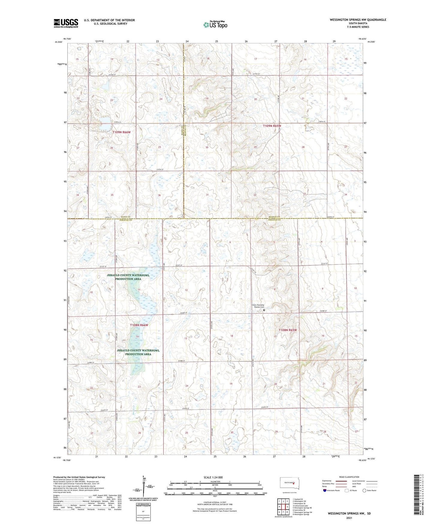 Wessington Springs NW South Dakota US Topo Map Image