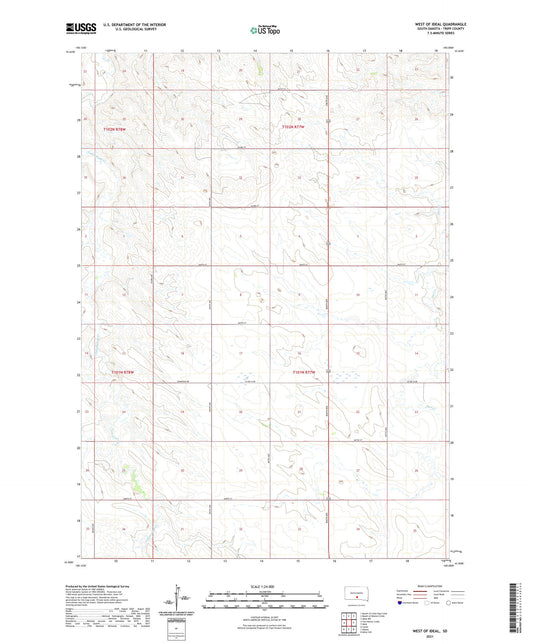 West of Ideal South Dakota US Topo Map Image