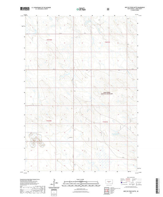 West of Stony Butte South Dakota US Topo Map Image