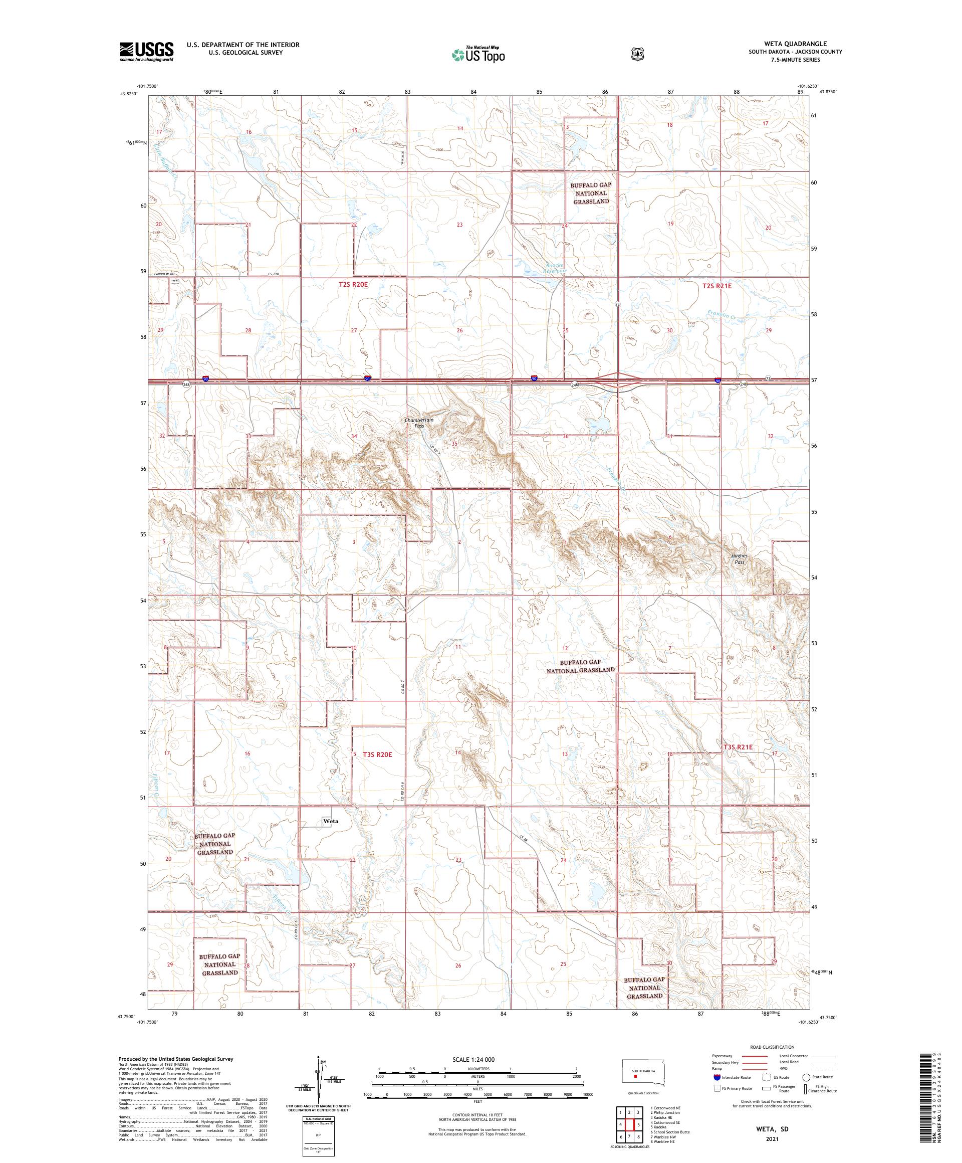 Weta South Dakota US Topo Map – MyTopo Map Store