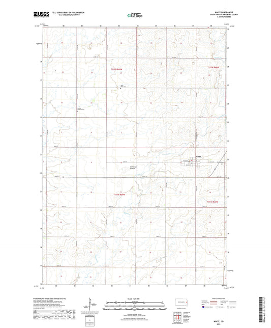 White South Dakota US Topo Map Image