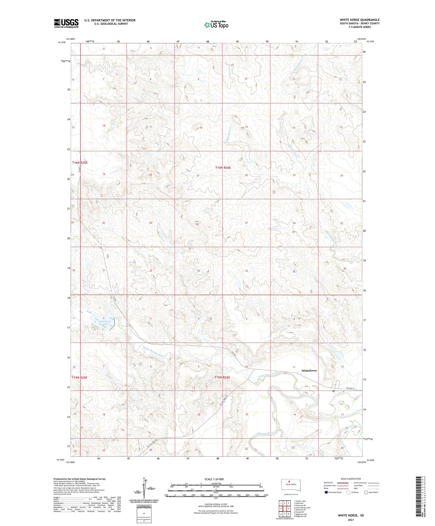 White Horse South Dakota US Topo Map Image