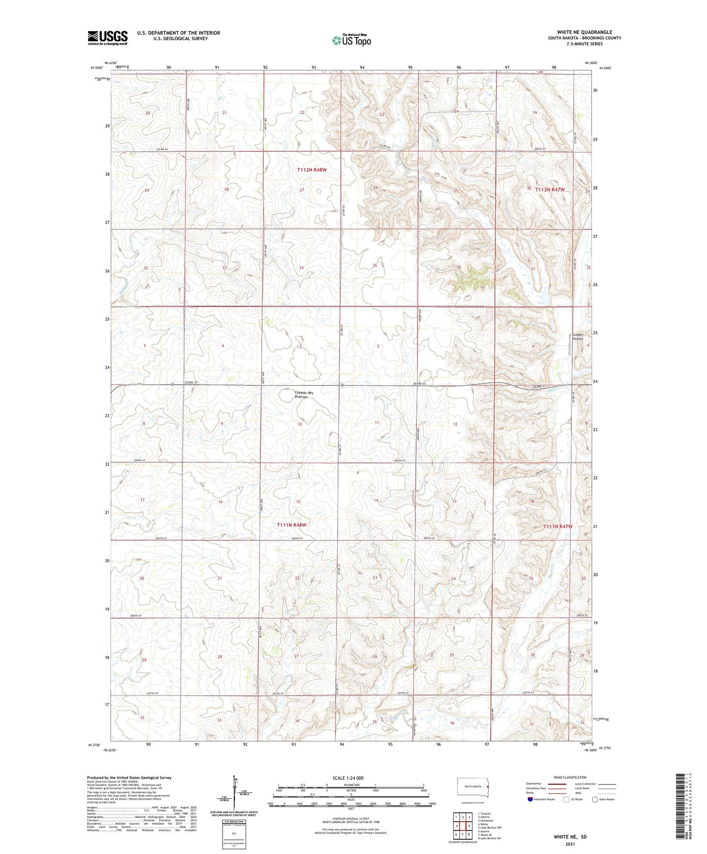 White NE South Dakota US Topo Map Image