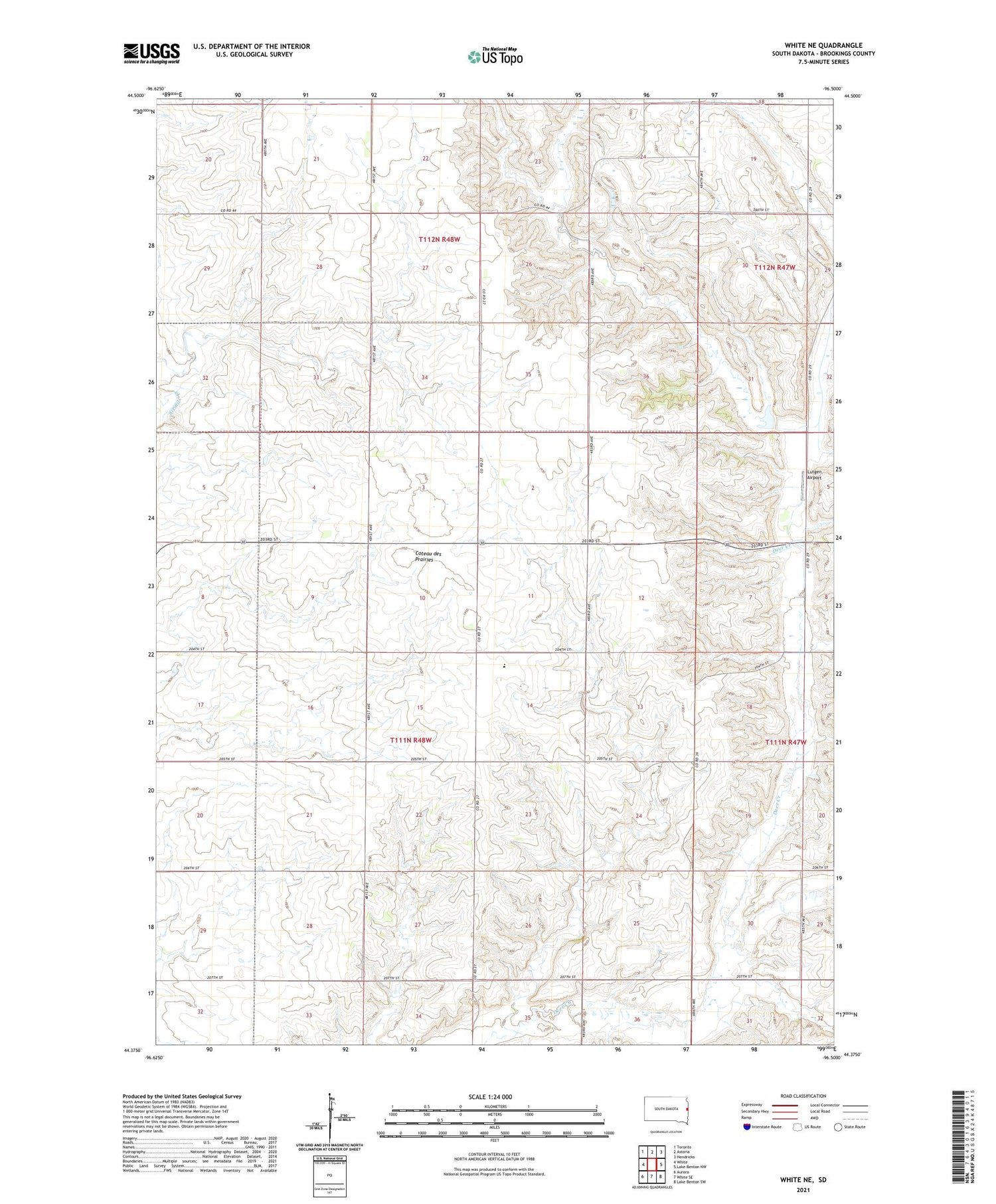 White NE South Dakota US Topo Map Image