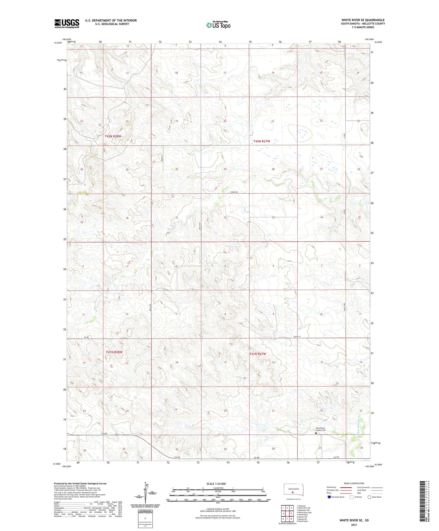 White River SE South Dakota US Topo Map Image