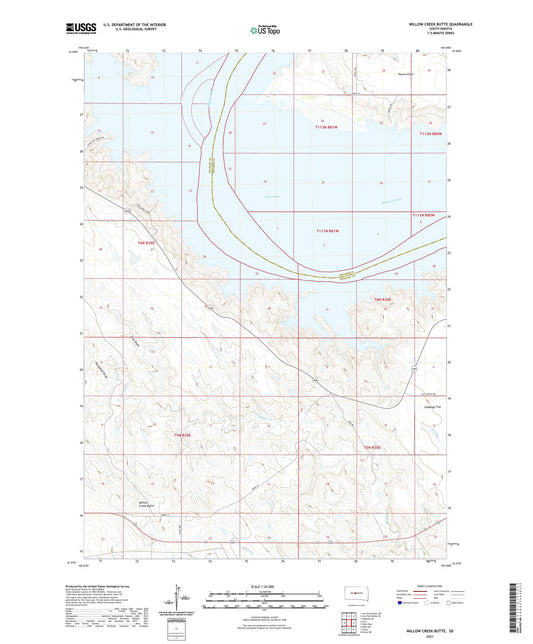 Willow Creek Butte South Dakota US Topo Map Image