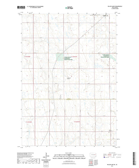 Willow Lake SW South Dakota US Topo Map Image