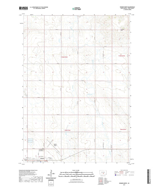 Winner North South Dakota US Topo Map Image