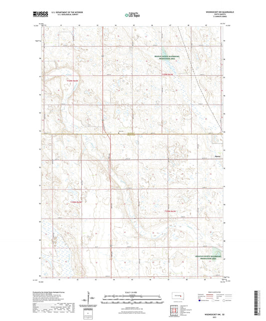 Woonsocket NW South Dakota US Topo Map Image