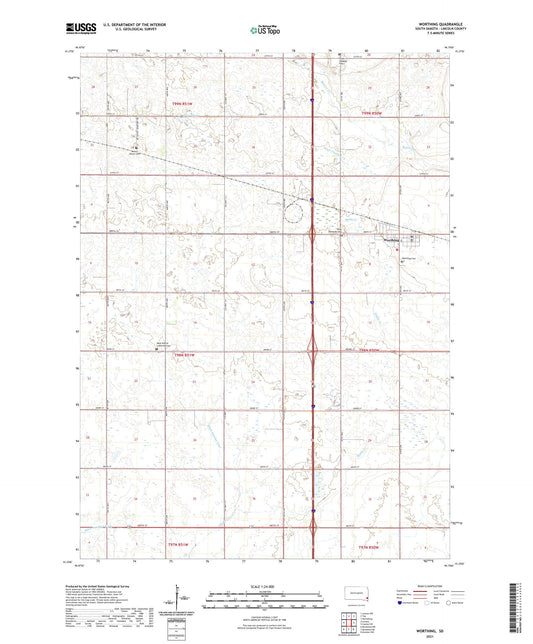 Worthing South Dakota US Topo Map Image