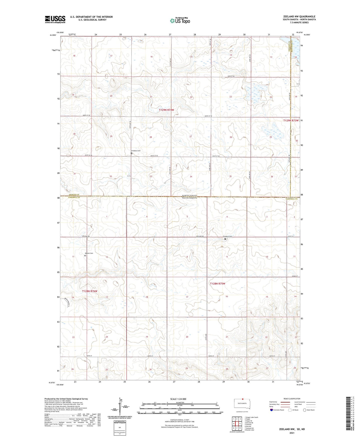 Zeeland NW South Dakota US Topo Map Image