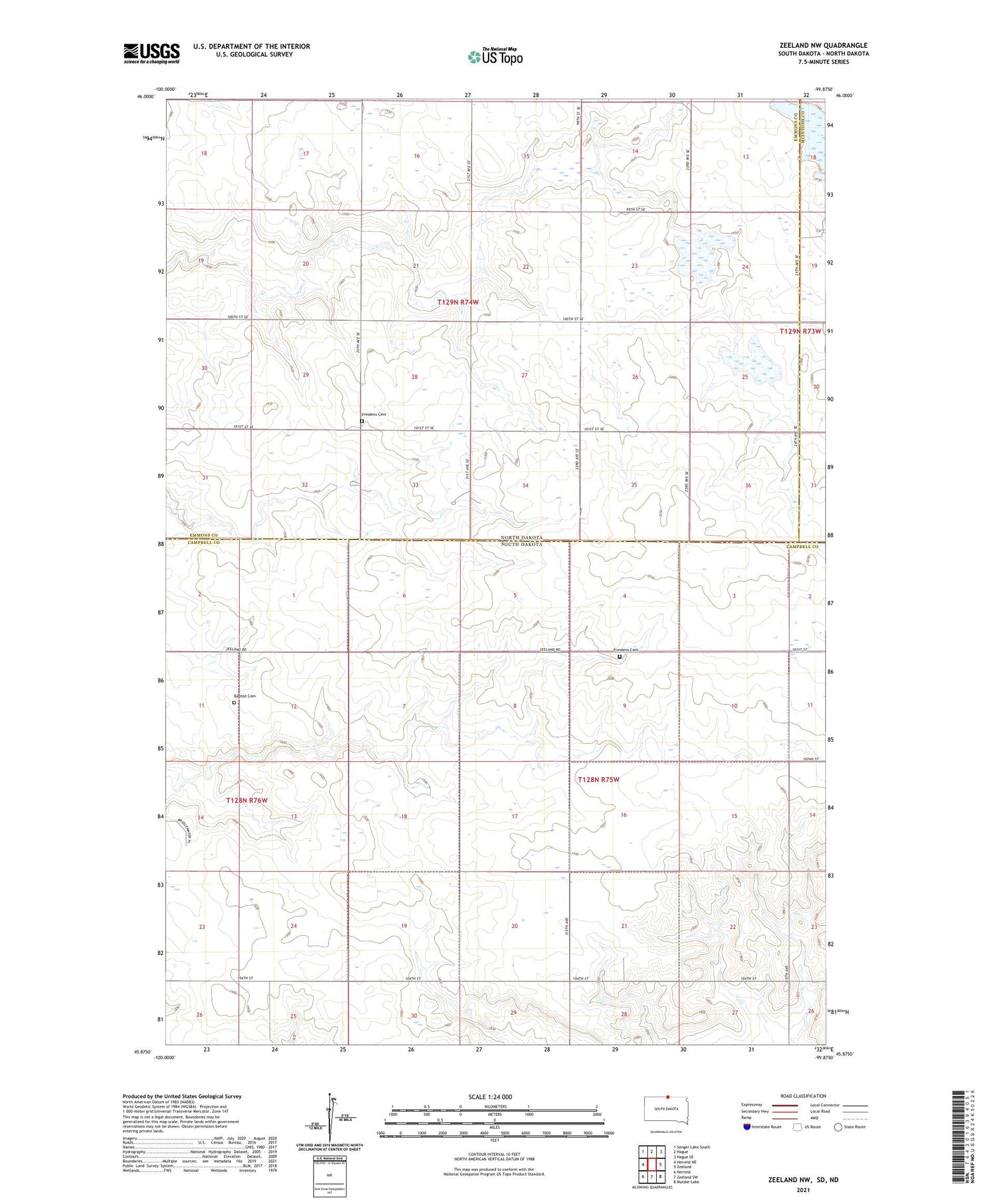Zeeland NW South Dakota US Topo Map Image