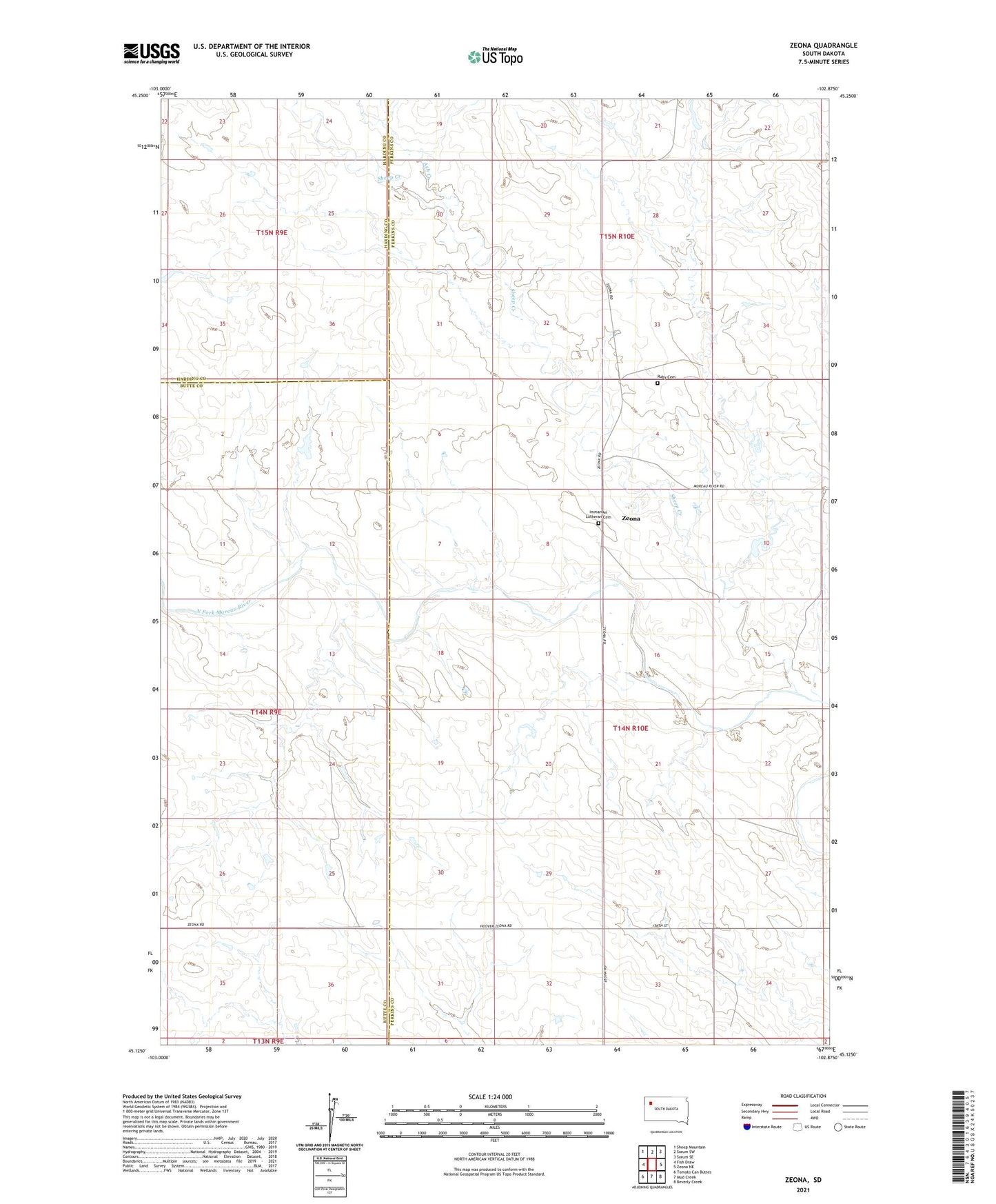 Zeona South Dakota US Topo Map Image