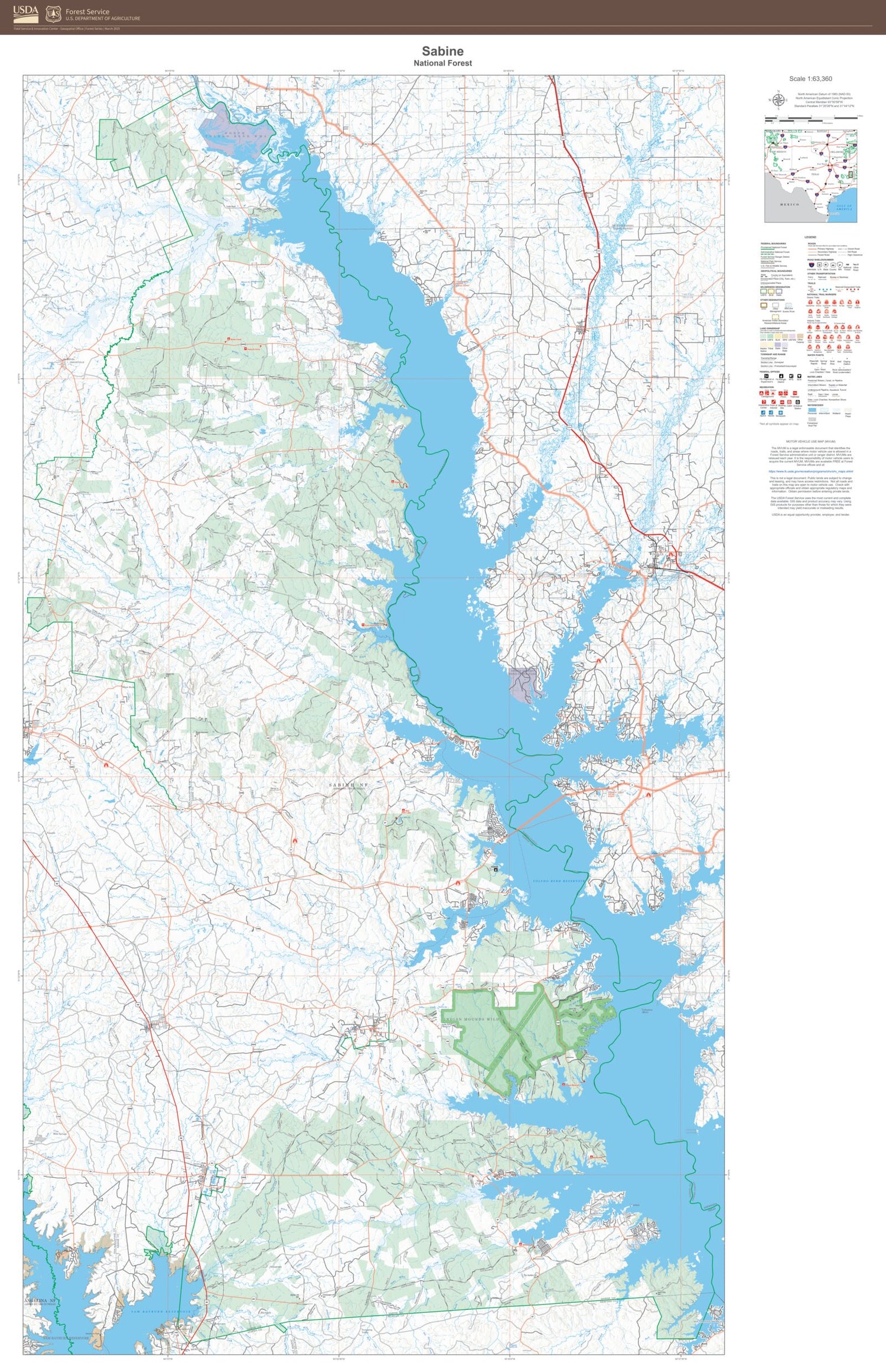 Sabine National Forest Map